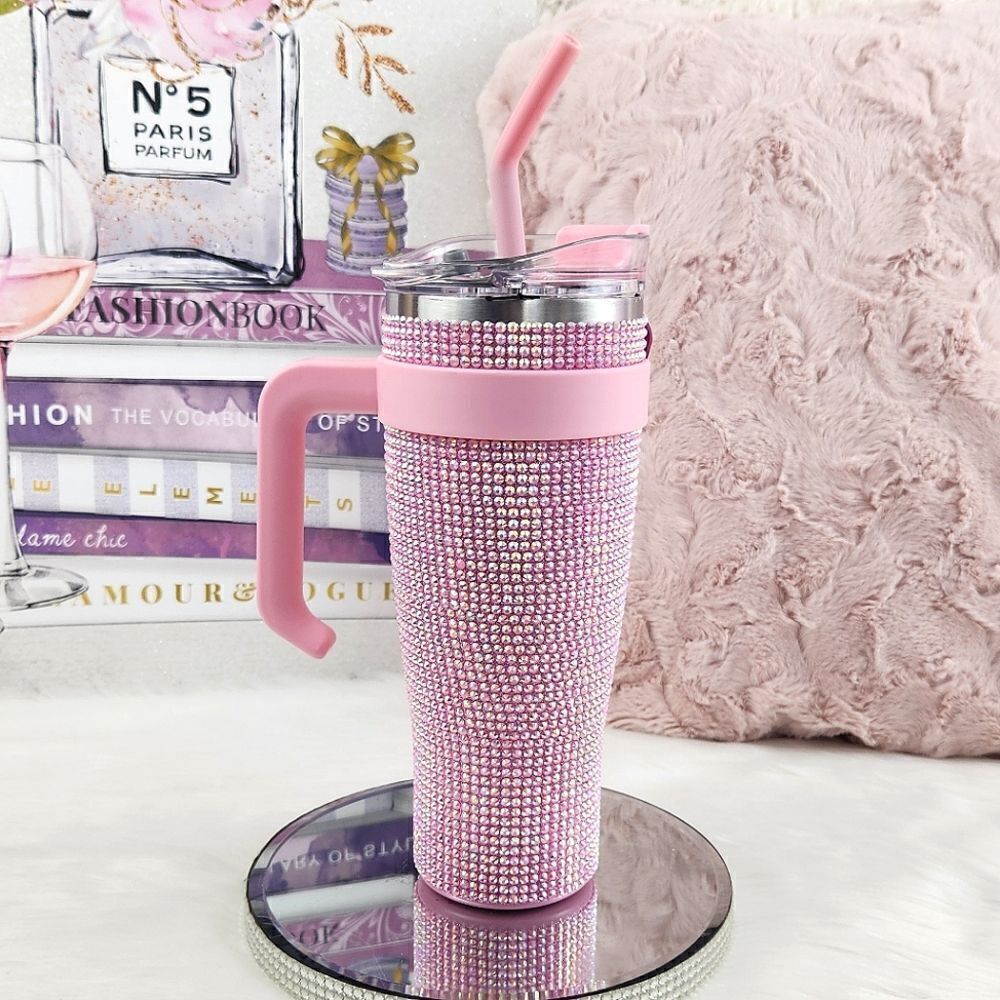 Pink Bling {Rhinestones} Stainless Steel Tumbler